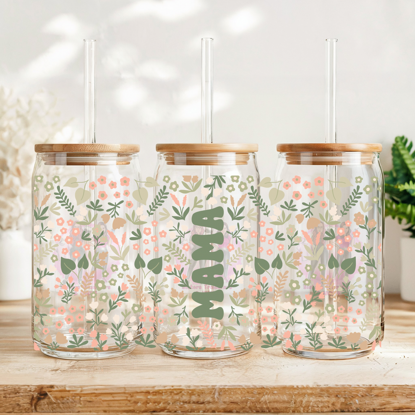 Mama floral green