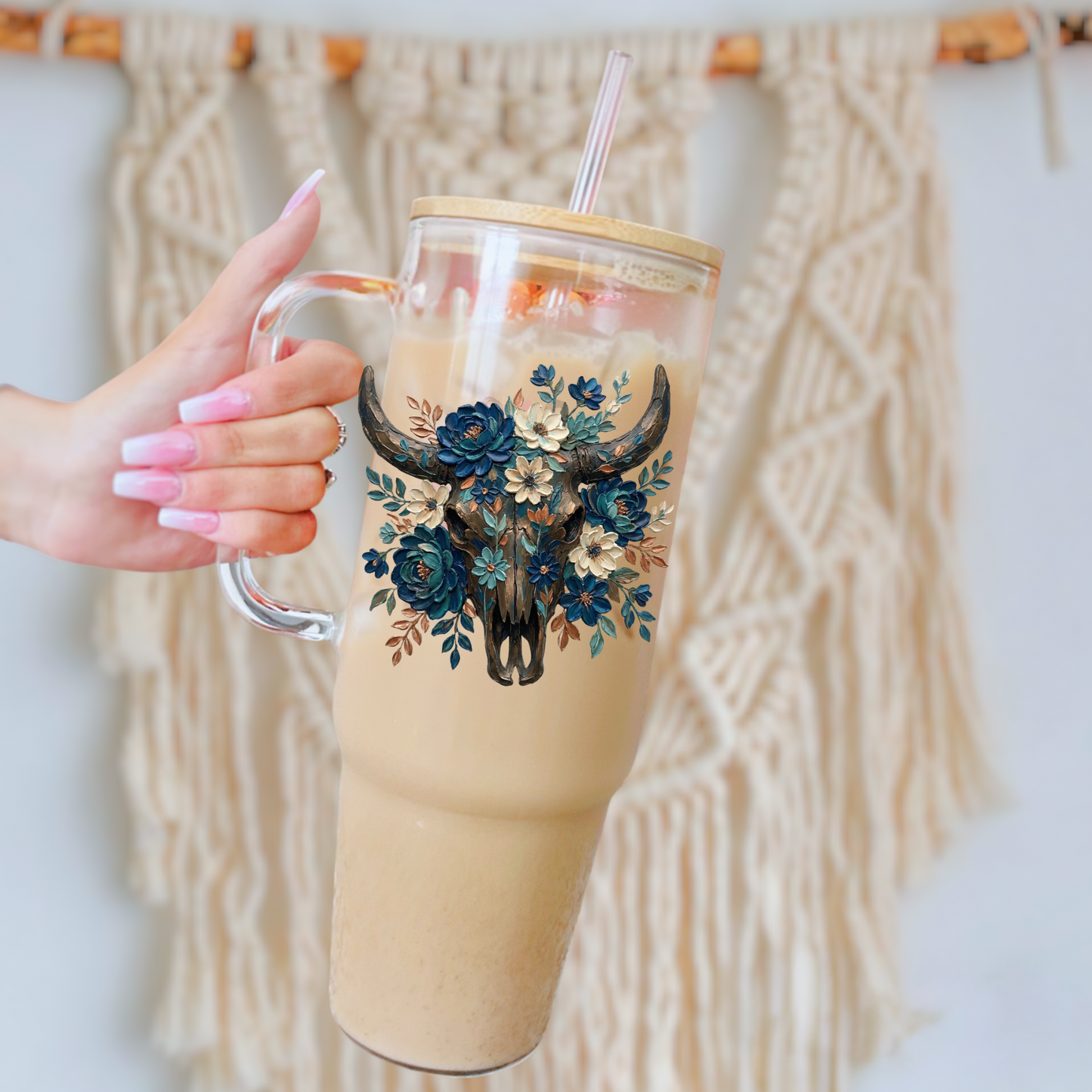 Floral cow skull