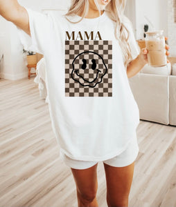 Mama smiley checkered (DTF TRANSFER)