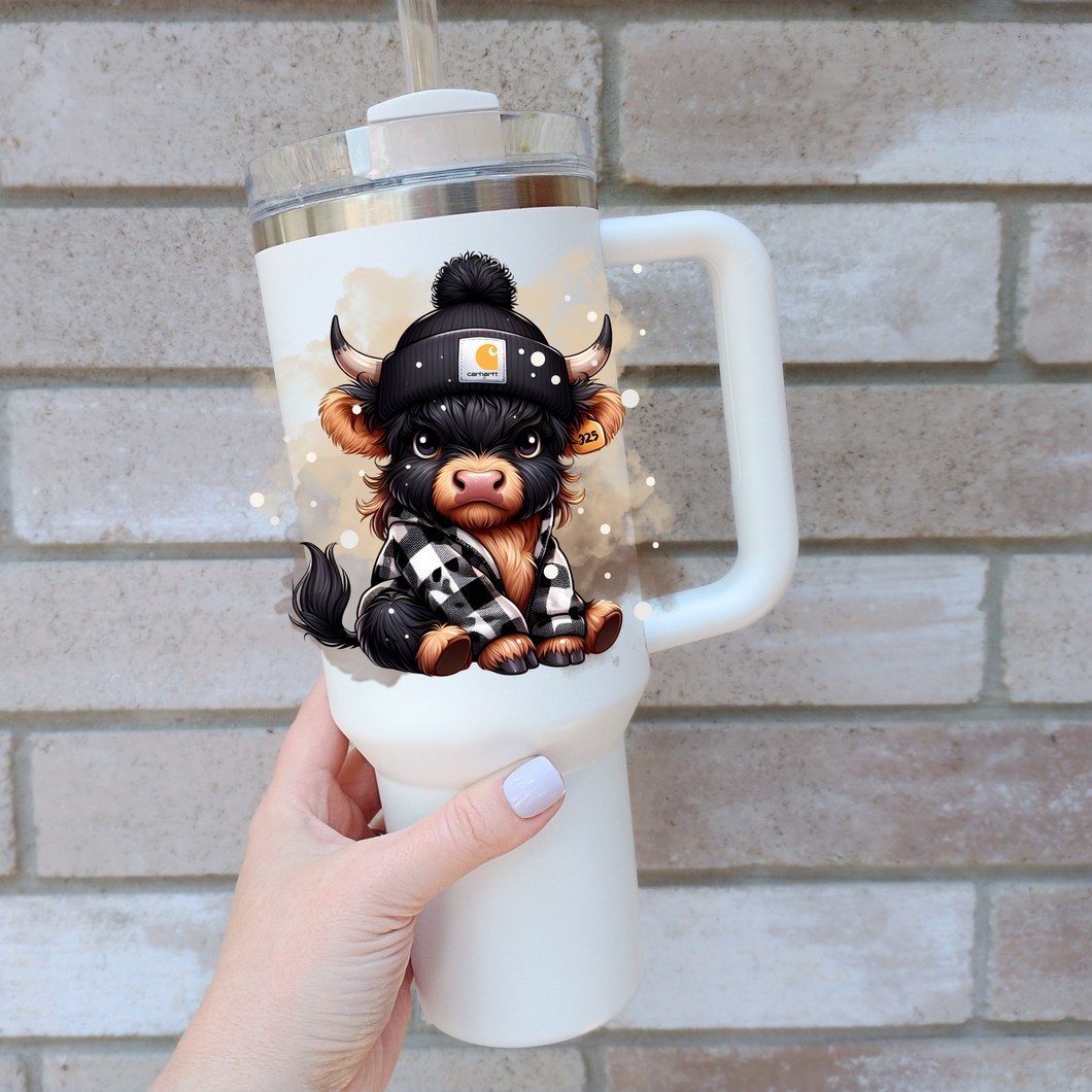 Highland cow Black hat (plaid)