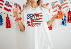 Floral USA Flag  (DTF TRANSFER)