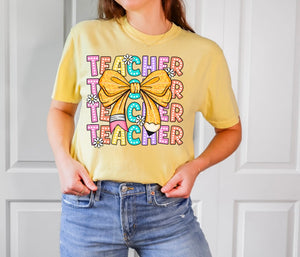 Teacher Pencil Bow  ( DTF TRANSFER )