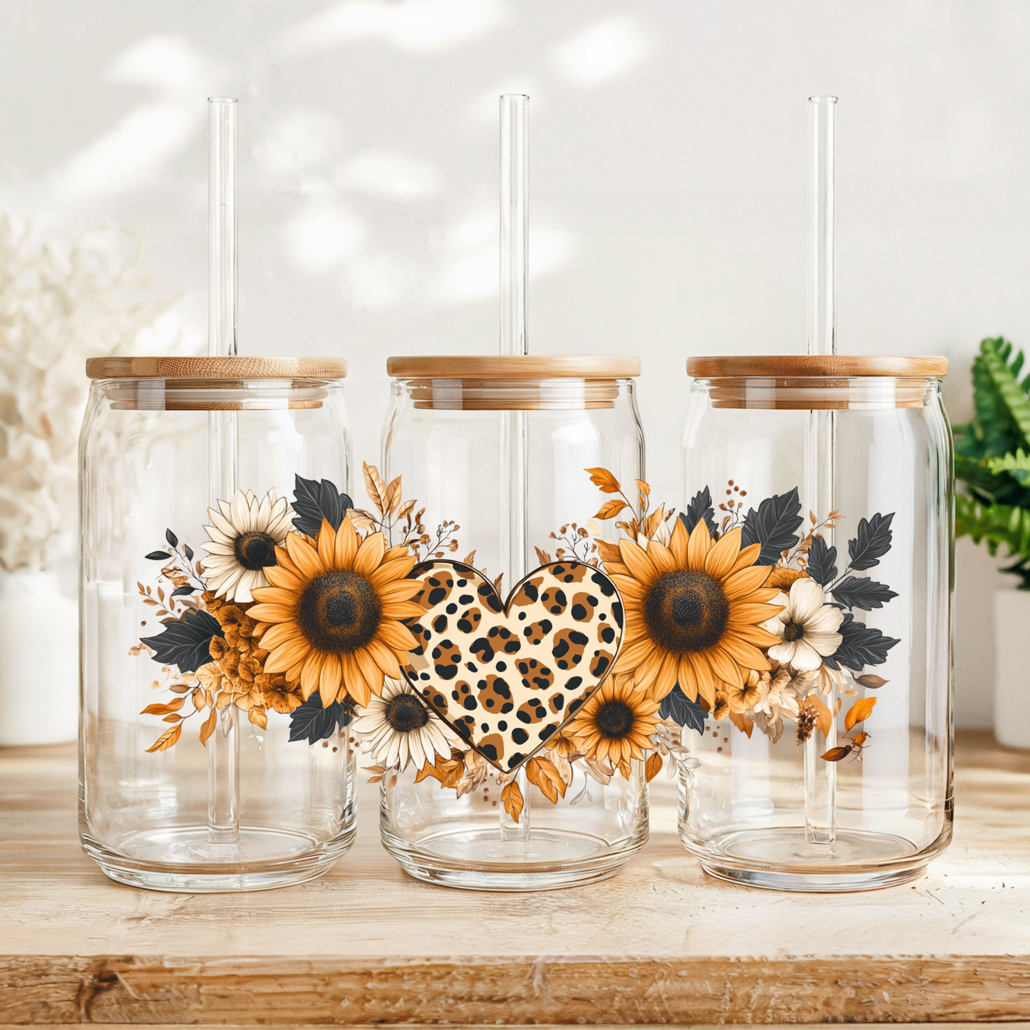 Sunflower and leopard heart