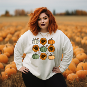 Pumpkins and sunflowers