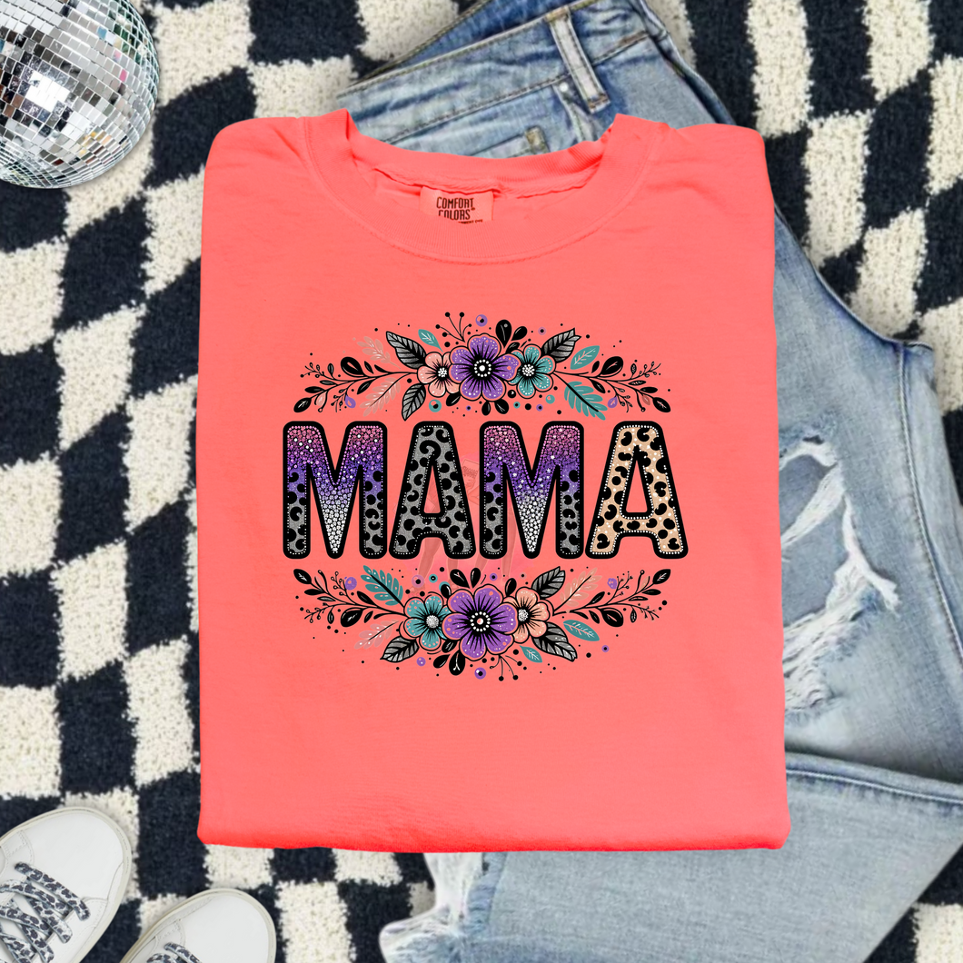 Mama cheetah floral (DTF TRANSFER