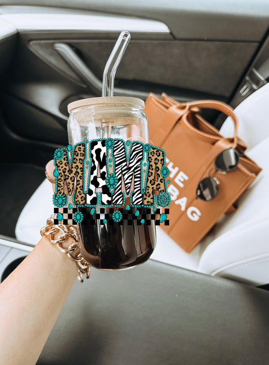 Mama teal checkered