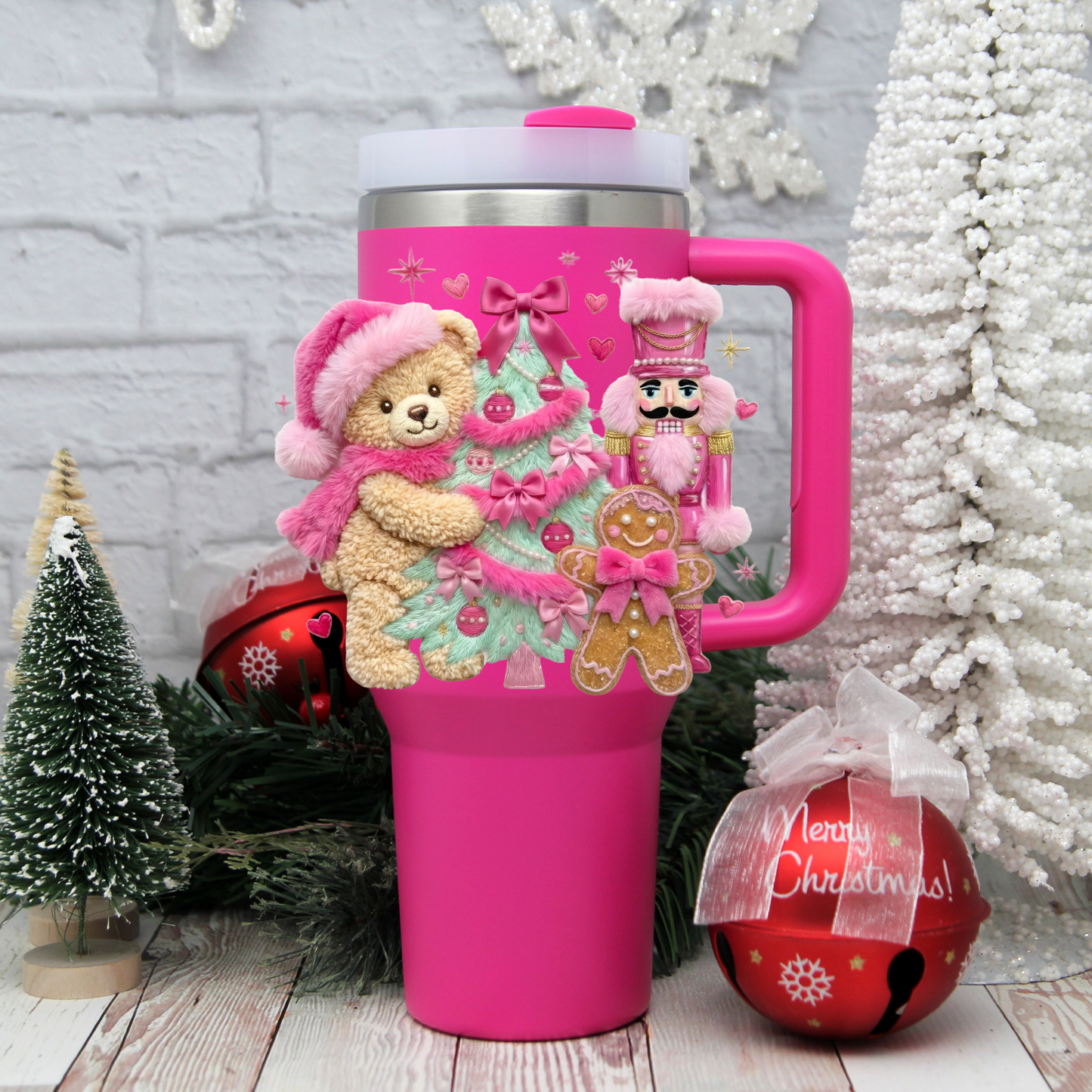 Pink Christmas bear